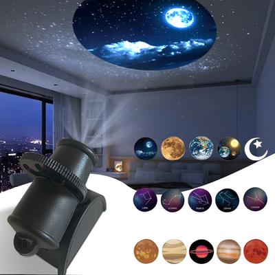Proyector de Planetas Estrellados Lámpara de Proyección Tierra Luna Recargable por USB Luz Nocturna LED de Atmósfera de Fondo para Fiesta Decoración de Cumpleaños
