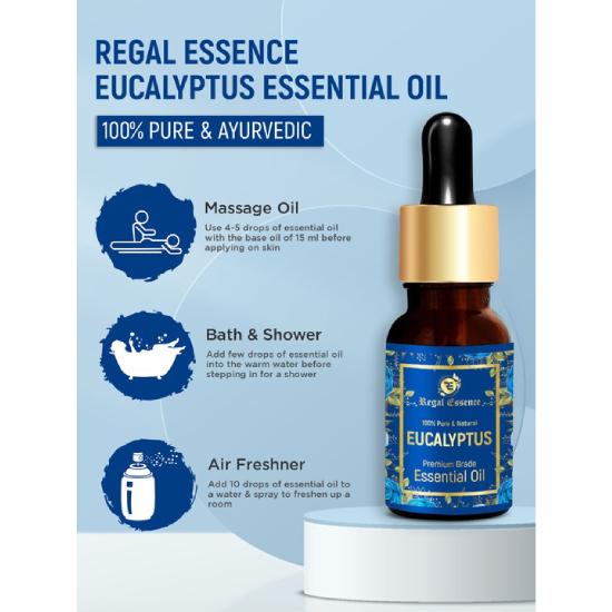 REGAL ESSENCE Eucalyptus Oil | Eucalyptus Oil Essential Oil | Eucalyptus Oil for Cold and Cough, Massage, Skin Therapy & Hair Care | 15 Ml