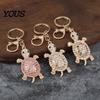 Oxidation Resistant Keychain Pendant, 3D Turtle Design Key Holder with Sparkling Rhinestones Inlaid, Alloy Shell Pendant Easy to Attach Lucky