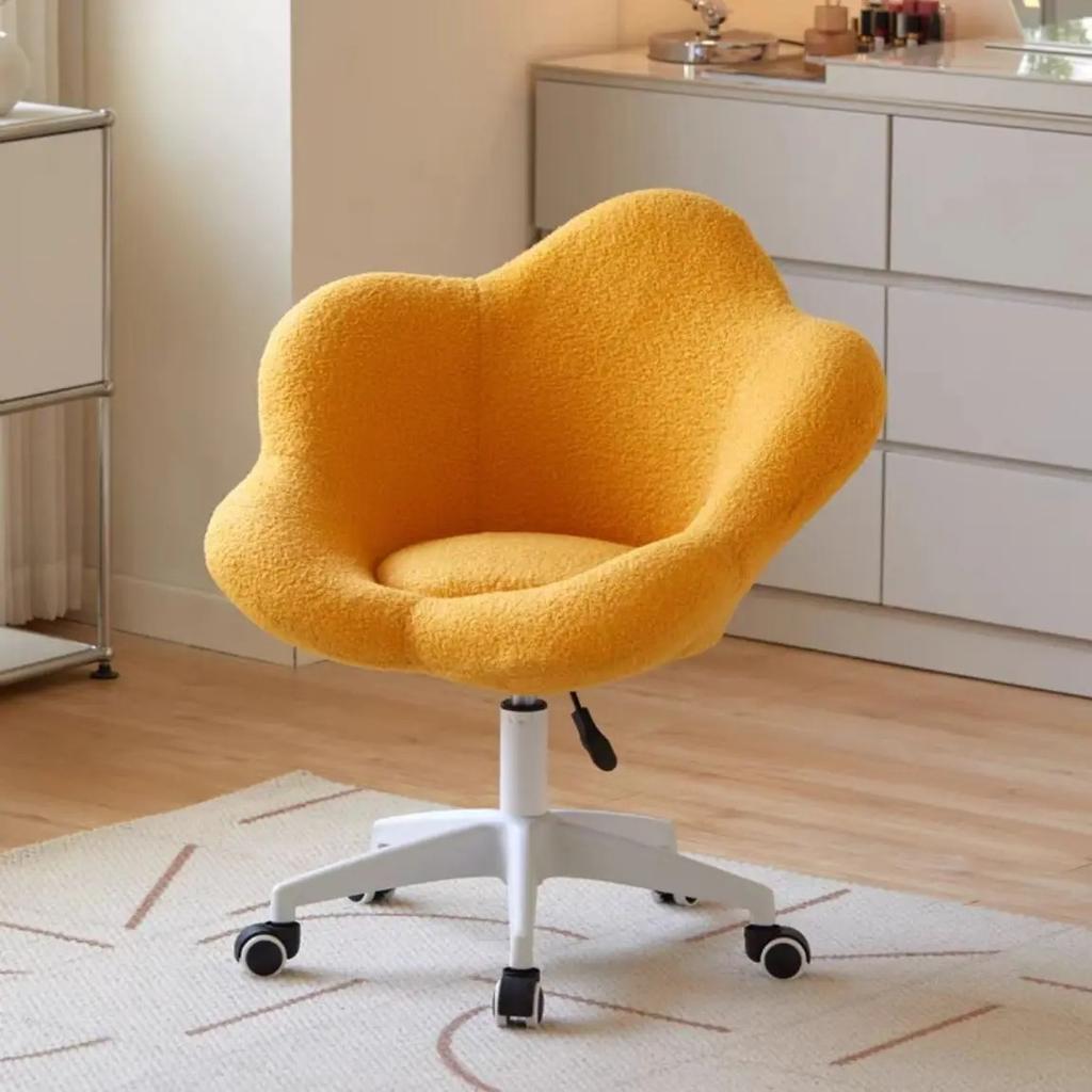 Formwell Home Office Stuhl mit mittlerer Rückenlehne Polstert Modern Geknöpft Computer Arbeitsstuhl Drehbar Höhenverstellbar Lammwolle