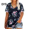 Dameskjorte med korte ermer, avslappet V-hals, løs passform, sommerbluse, basic genser for jobb, fest, ferie, kontor, hjemme