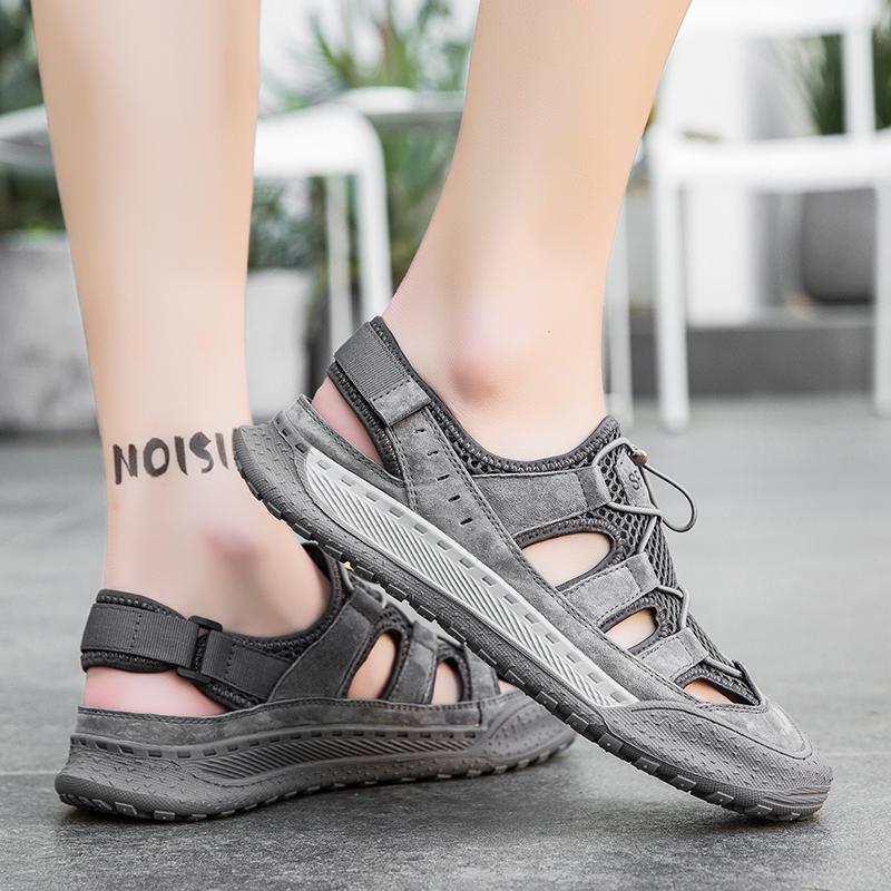 2024 Het Rea Mäntofflor Bekväma Casual Strandtofflor Sommar Herrsandaler Halkfria Utomhus Sommarskor Äkta Lädersandal