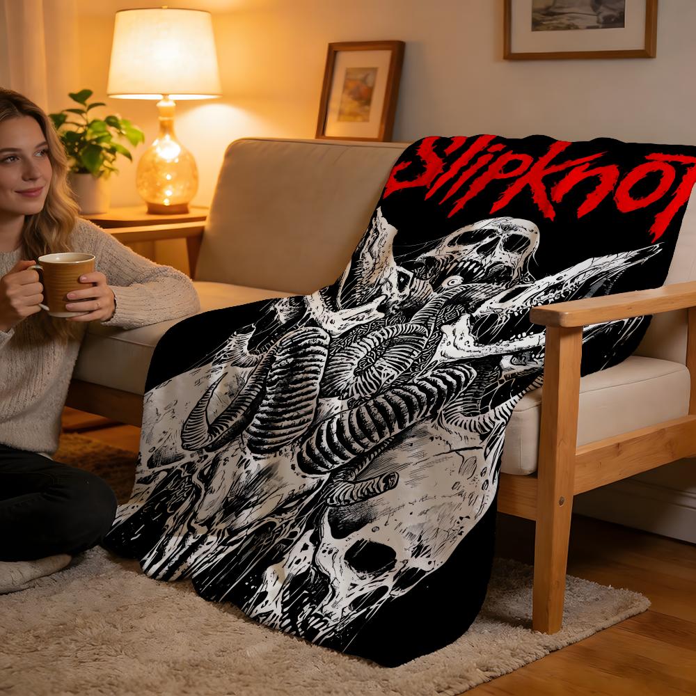 

Throw High-Density Short Plush Blanket For Sofa Nap Air-Conditioned Room Soft Skin-Friendly Rock Slipknot Band 75x90cm