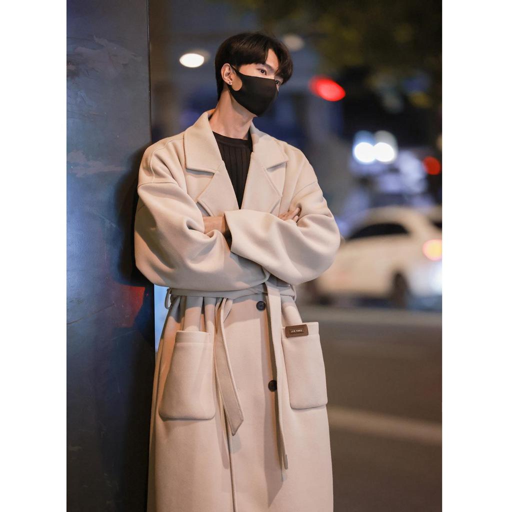 Unisex Over-the-Knee Wool Trench Coat - Mid-Length, Stylish High-End Winter Outerwear
