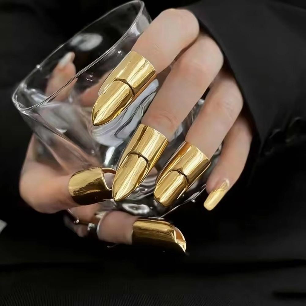 Gold or Silver Nail Cover Ring Metal Fingernail Ring New Claw Ring Party Jewelry