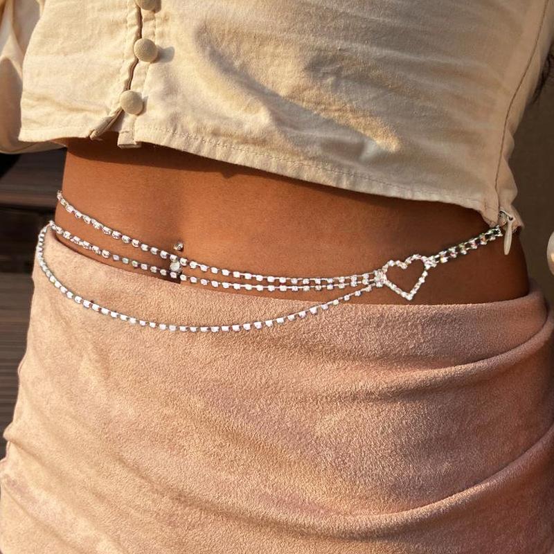 Fashion New Bridal Jewelry, Car Show Sexy Model Rhinestone Love Waist Chain, European And American Romantic Waist Jewelry Women