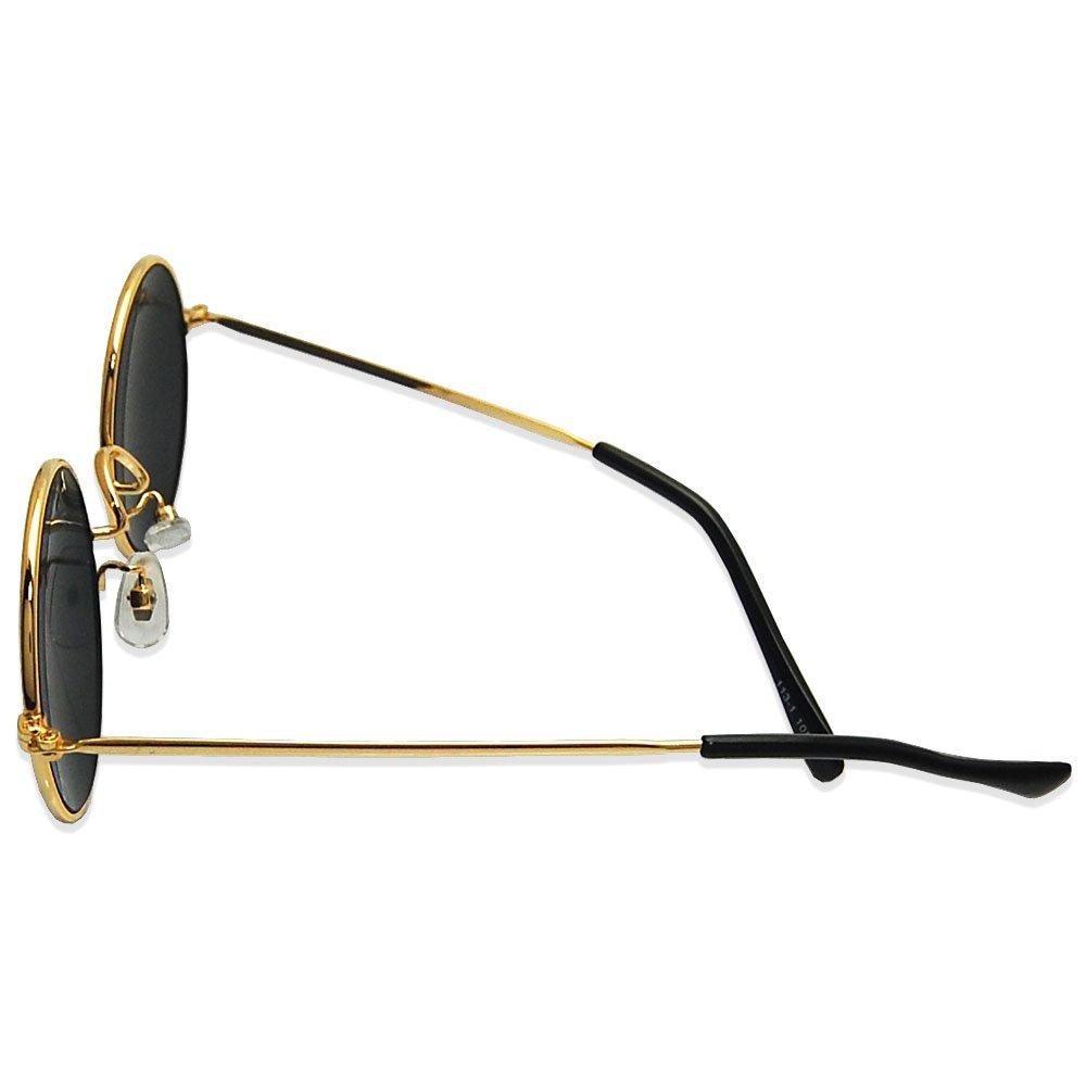 [Eyewear] Gold-rimmed, metal-framed, round sunglasses for men and women, stylish sunglasses 113-1 GOLD