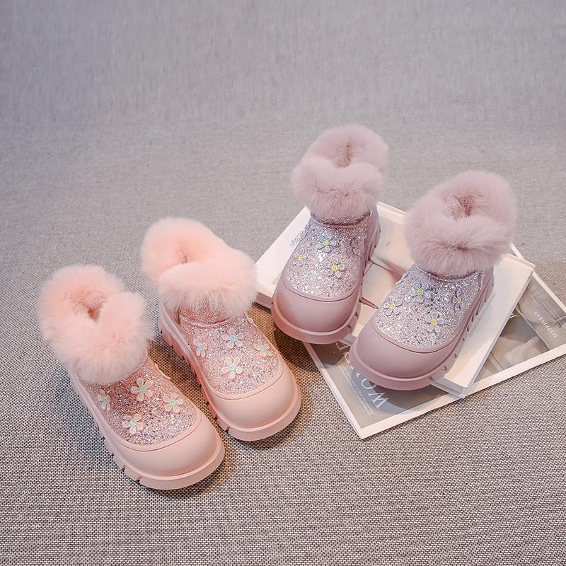 Winter Kinderstiefel Verdickte Baumwollschuhe für Kinder Warme und Verdickte Baby Winterstiefel für Mädchen