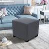 Square Ottoman Cover Polar Fleece Elastic Footstool Slipcover Furniture Protector For Home Pouf