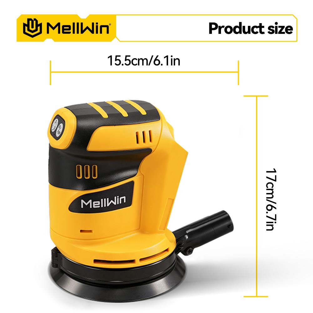 MELLWIN Cordless Electric Sander 3Speed Adjustable Orbital Sanding Polishing Machine Woodworking Tool For Makita 18VBattery Pin