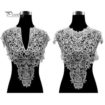 Colletto finto in pizzo corpetto ricamato design cavo grandi fiori colletto staccabile anteriore/posteriore applique in pizzo fascino femminile per negozio di cucito