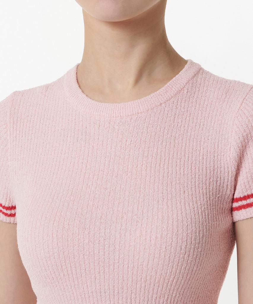 MUSINSA STANDARD WOMAN Women'S Ribbed Mini Boucle Tipping Short Sleeve Knit [Pink]