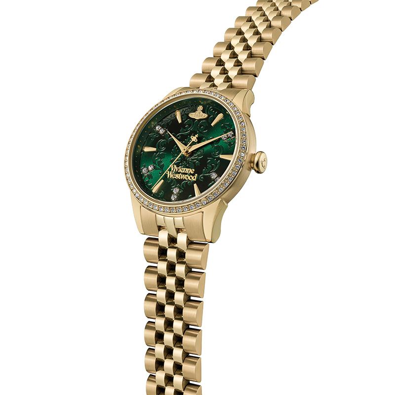 VIVIENNE WESTWOOD Quartz Watch 32Mm Green Dial Luxury Diamond Bezel Women Watches DWVV327GRGD