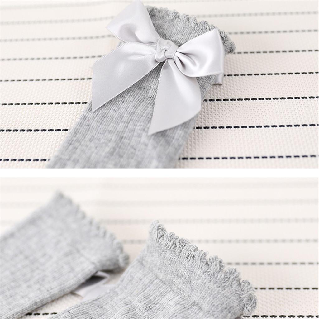 New Kids Toddlers Girls Big Bow Knee High Long Soft Cotton Lace Baby Socks Kids