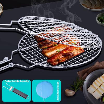 Grill Basket Grill 304 Stainless Steel Fish Fillet Vegetable Rack with Removable Handle