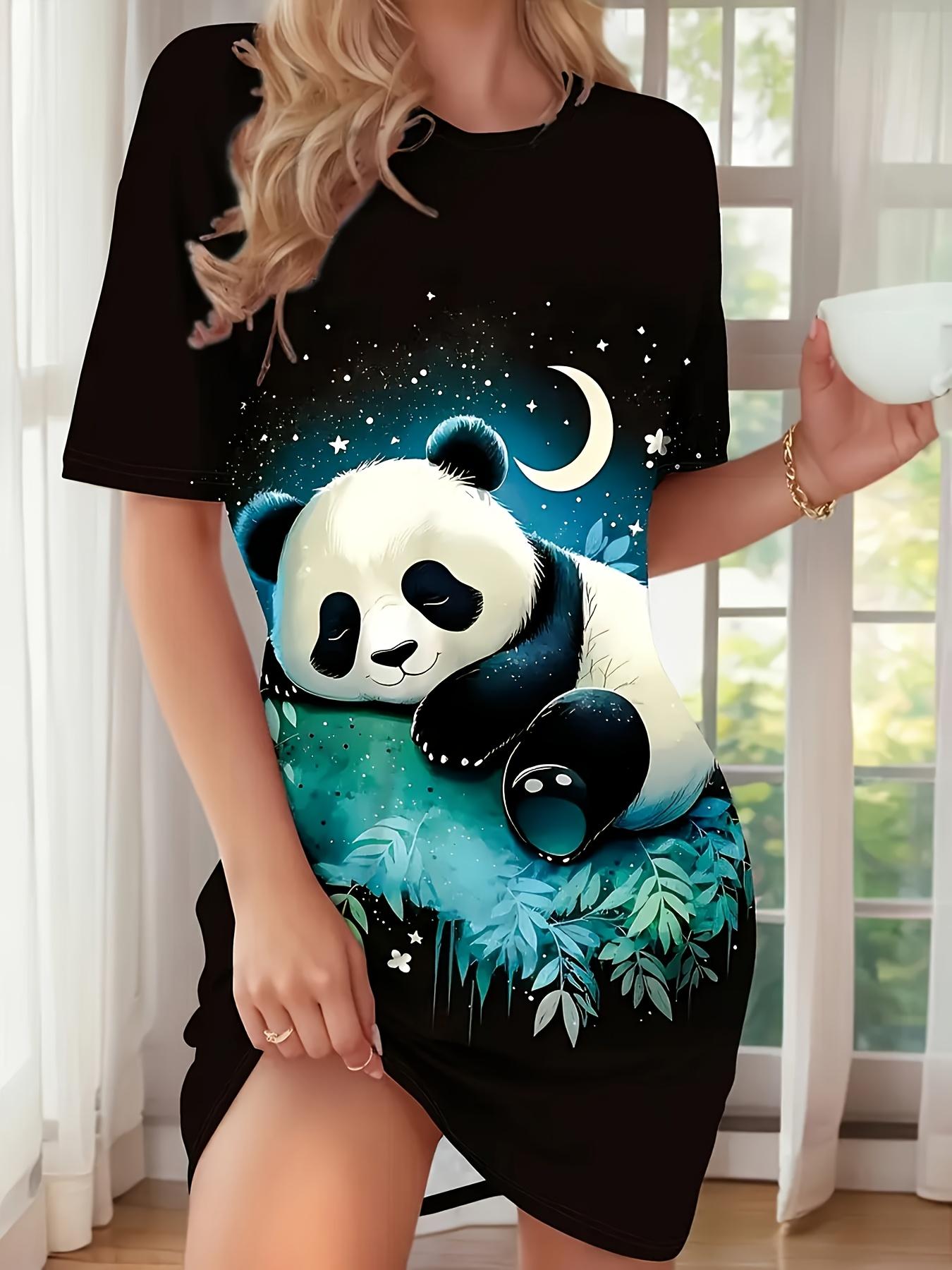 

Ladies Elegant Panda Star Moon Printed Pajamas. Beautiful Round Neck Dress. Four Seasons Comfortable Machine Washable T-shirt. the Best Holiday Gift. 6XL дубильная кора