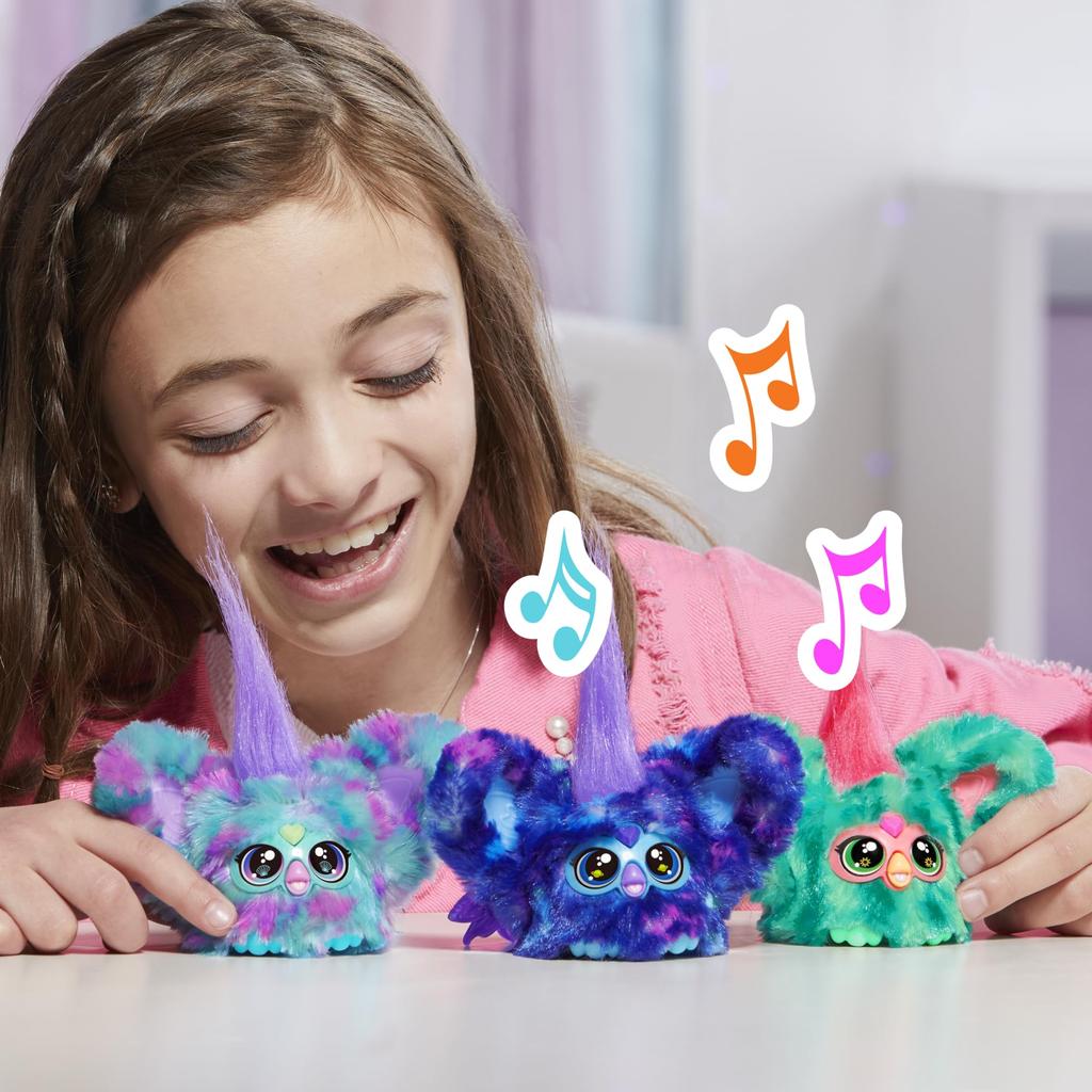 Furby Furblets Syrenka Mini Furby elektryczny pluszowy dla wieku 6+ i oryginalny produkt Przyjaciel, 45+ dźwięków, język, zabawka, w górę, wielokolorowy, G0401,