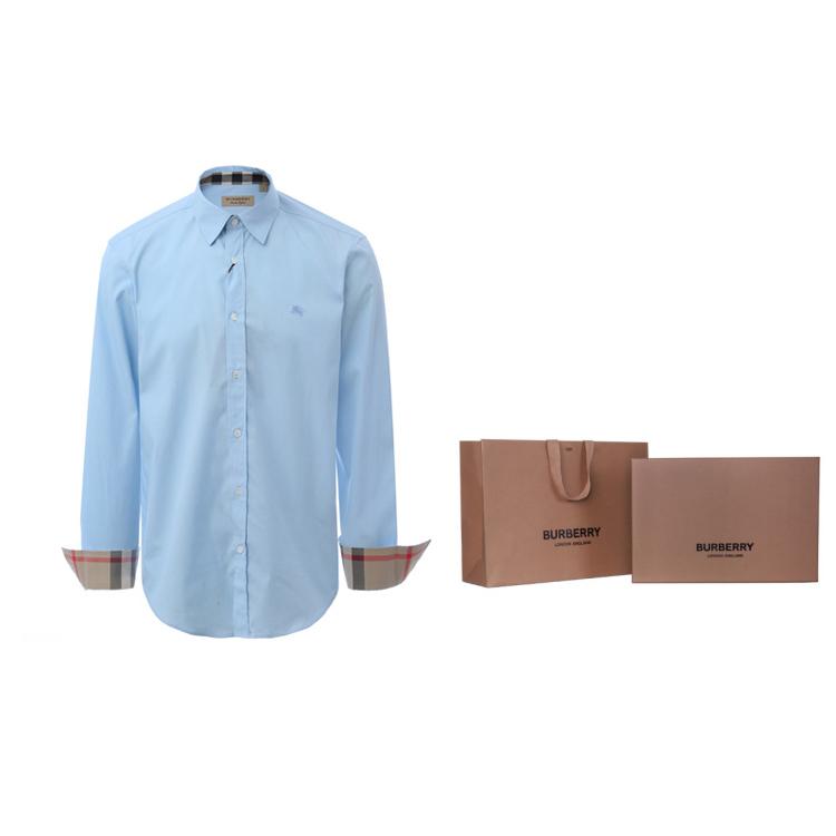 Burberry Cămașă Bărbați Bumbac Clasică cu Mânecă Lungă Albastru 39911601