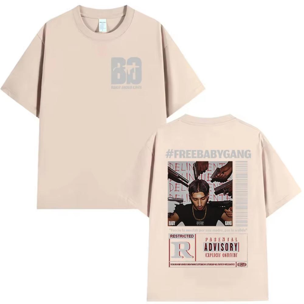 Rappeur Baby Gang 2025 New Album Cover T-shirt Men's Clothing Vintage Oversized T Shirts Fashion Pop Music Short Sleeve T-shirts