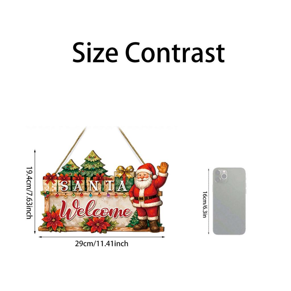 Christmas Door Hanging Wooden Christmas American Welcome Doorplate Wreath Pendant Hanging Decoration Sign Wall Decoration
