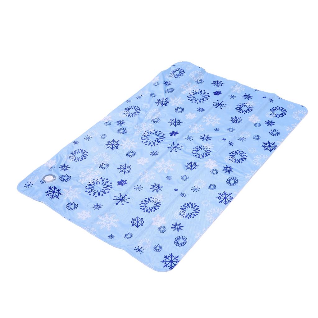 Pet Cooling Pad Reusable Water Filled Summer Heat Dissipation Mat for Dogs Cats 60x90cm Sky Blue Snowflake Pattern