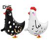 6 Pcs Walking Chicken Balloons White Black Latex Chicken Balloons Standing Farm Animals Party Decoration for Birthday Party Baby Shower