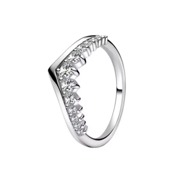 New 925 Silver Sparkling Bow Double Hearted Zircon Ring for Women DIY High Quality Wedding Jewelry Gifts