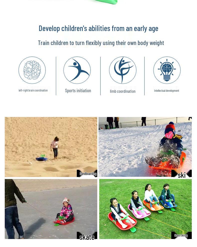 Ski Board: Multi-Use Thickened Sled for Children & Adults - Grass, Sand, Snow