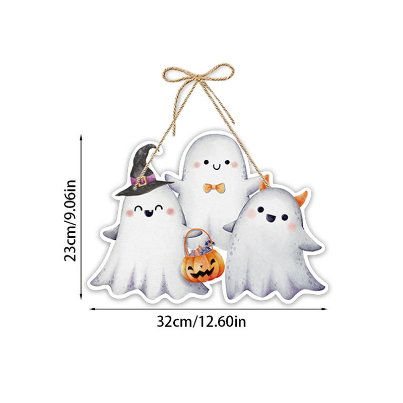 Creative Halloween Theme Spooky Ghost Paper Door Hanging Sign Front Door Porch Window Indoor Outdoor Party Scene Decor