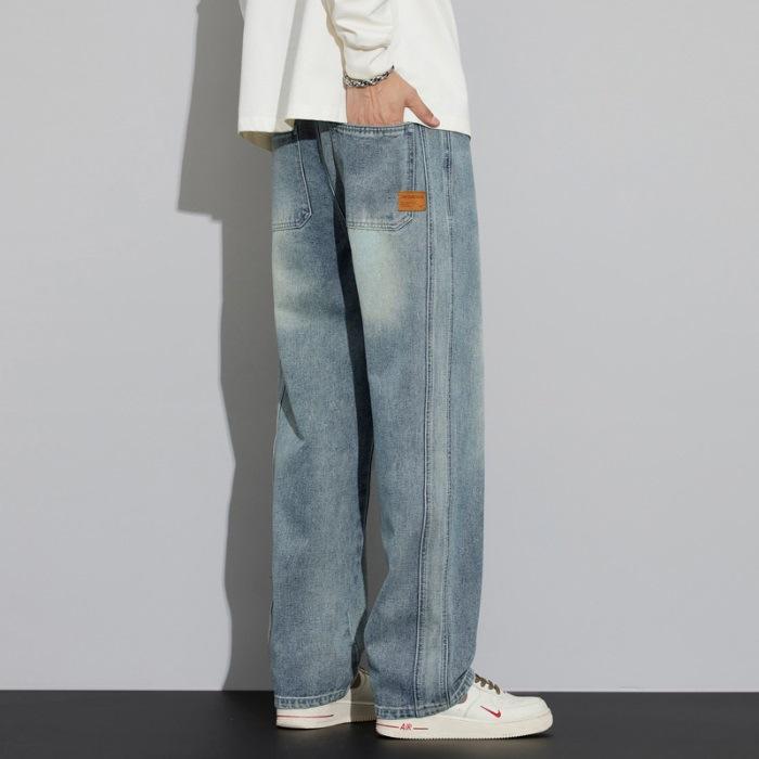 Retro Jeans Men's Spring New Loose Straight Wide Legs Casual Pants