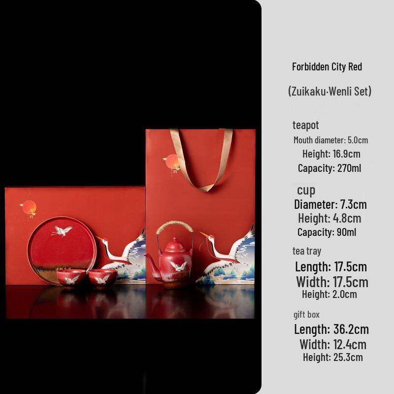 Shangqi Ruihe Forbidden City Red Ceramic Tea Set