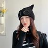 Fashion Cat Ears Knitted Pullover Hat Ladies Autumn and Winter Glasses Wind-proof Cold Fleece Warm Ear Cap