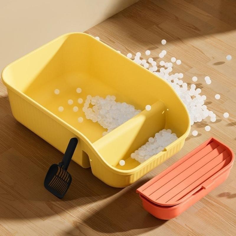 Cats Toilet with Litter Shovel Nonspill High Wall Smoothly Surfaces Litter Box for Kittens Use Easy Cleaning