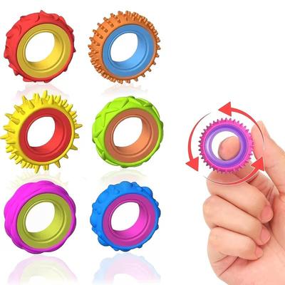 6/12Pcs Children's Rotating Fidget Ring Finger Spinner for Kids Birthday Party Favors Pinata Filler Stress Relief Fidget Toy