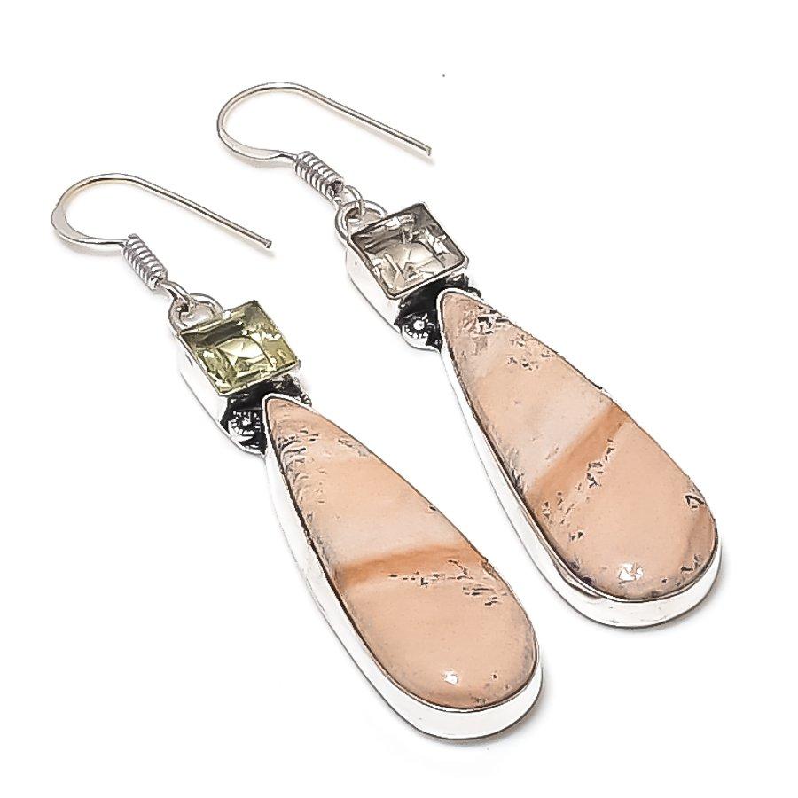 

Натуральный пейзажный яшма, цитрин, серьга из стерлингового серебра 925 пробы 2,56 a9w49