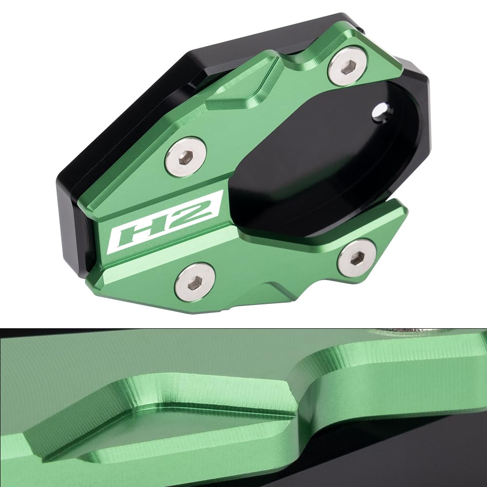 MotHeartCNC Motorcycle Side Stand Enlarger for Z H2 (2020-2024) and Z H2 SE (2021-2024) (Green)