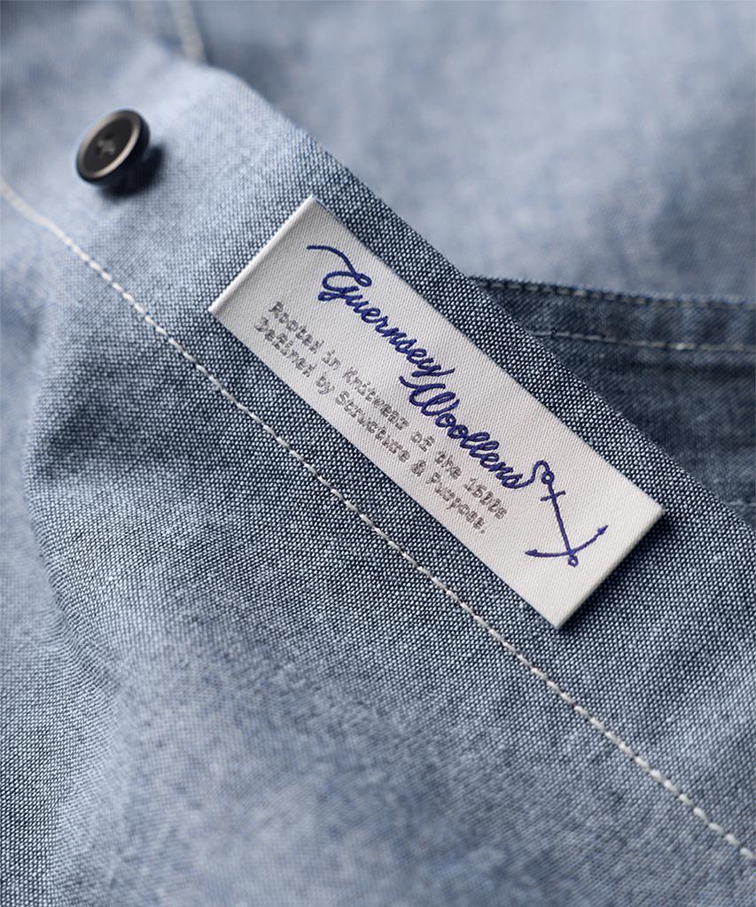 Geonjiulleunseu Chambray Work Short Sleeve Shirt - Deep Blue