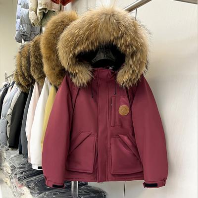 Couple Tooling Down Jacket Winter New Real Raccoon Hair Big Fur Collar Parker Wind Thickened Short Jacket