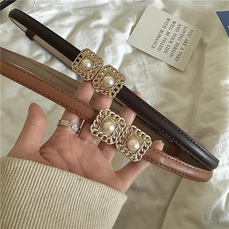 Skirt decorative belt for women fashion casual pearl buckle imitation leather adjustable belt waist seal for women