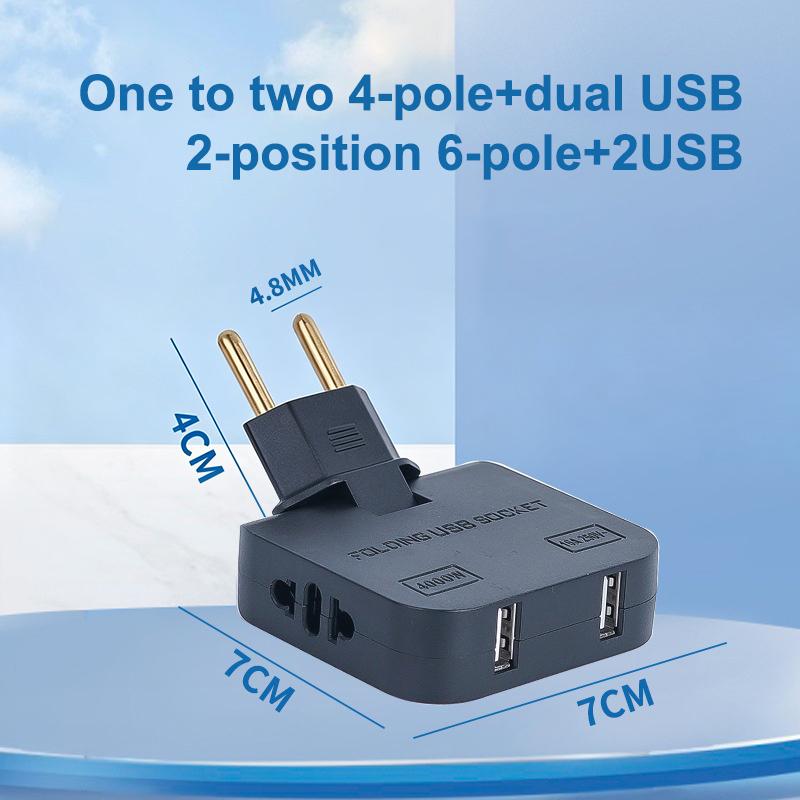 Eu Plug Adapte 4 In 1 Wall Outlet Extension Eu Electrical Socket 180 Degree Plug Adapter Travel Aadapter Portable Power Converte
