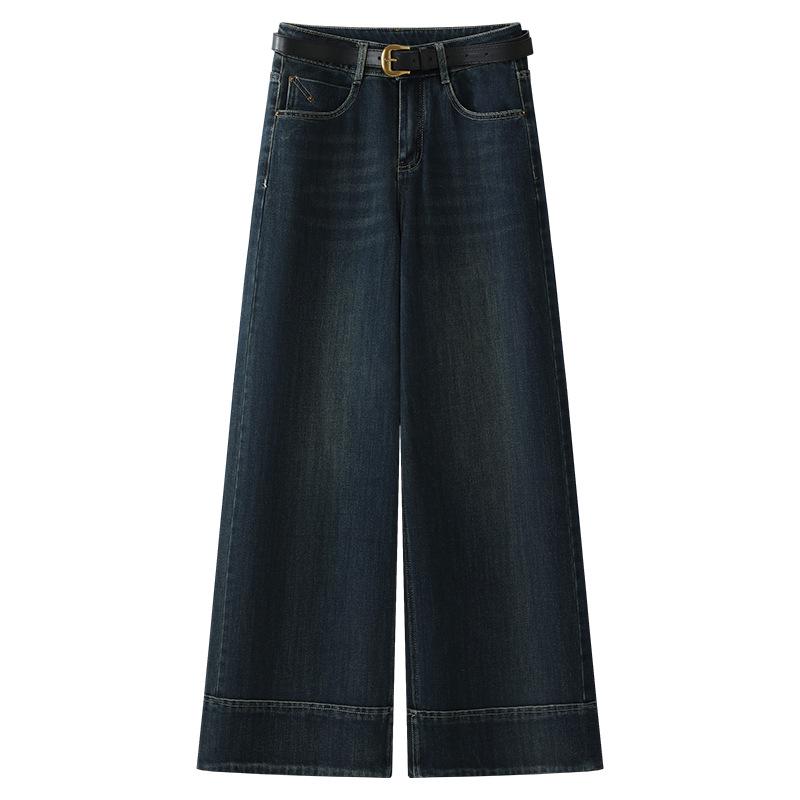 

2025 New Women s High-Waisted Slimming Wide-Leg Jeans - Retro Straight-Leg Style for Spring and Autumn Large