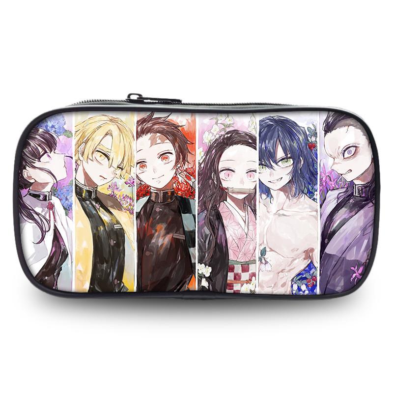 Spacious Oxford Demon Slayer Pencil Case For Students With Casual Style