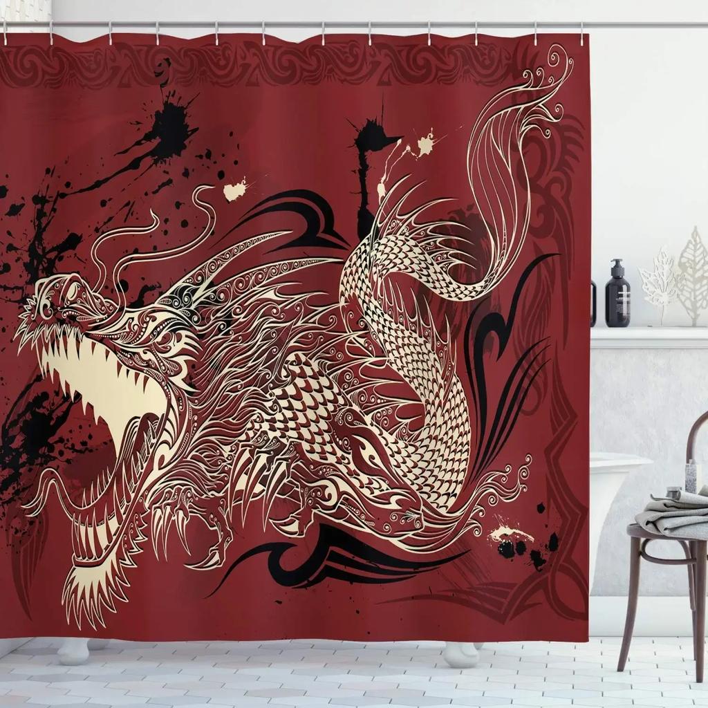 Medieval Fantasy Theme Purple Dragon Shower Curtain Magic Animals Polyester Fabric Bath Curtain Bathroom Showers Curtains Sets