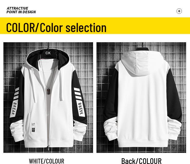 Herren Trendy Frühling Reißverschluss Hoodie: Leerer lässiger Kapuzenstrickjacke mit Gruppenlogo-Aufdruck