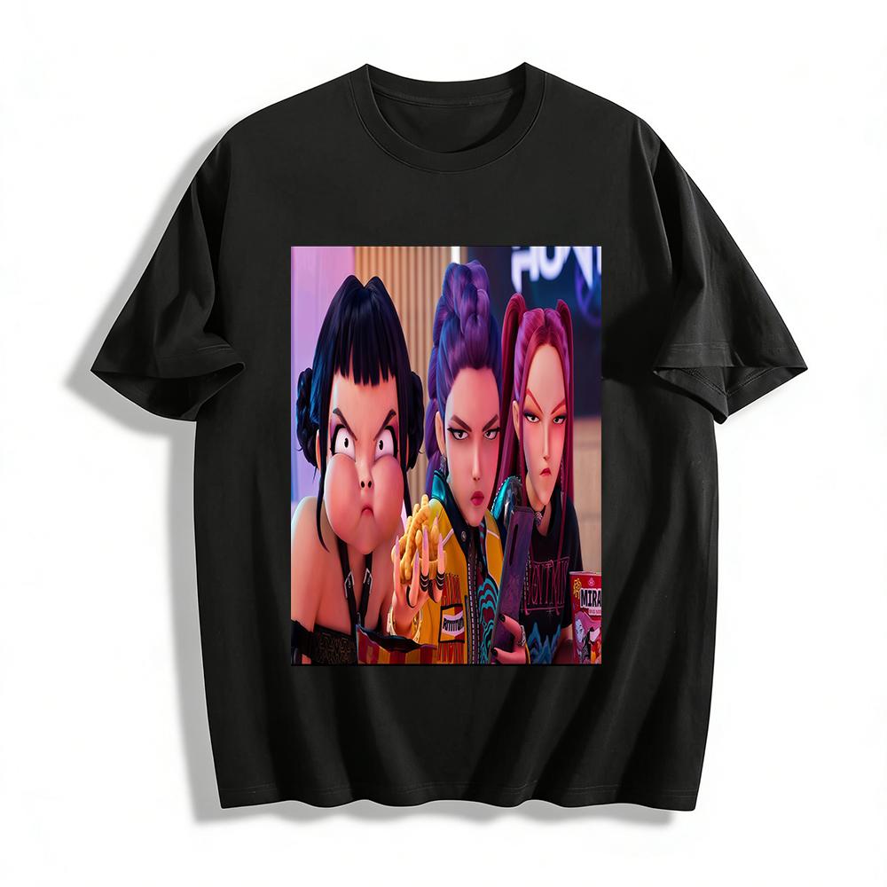 

Trendy Virtual Girl Group Printed T-shirt Unisex Casual Loose Top With Funny Anime Style Pure cotton T-shirt XXS