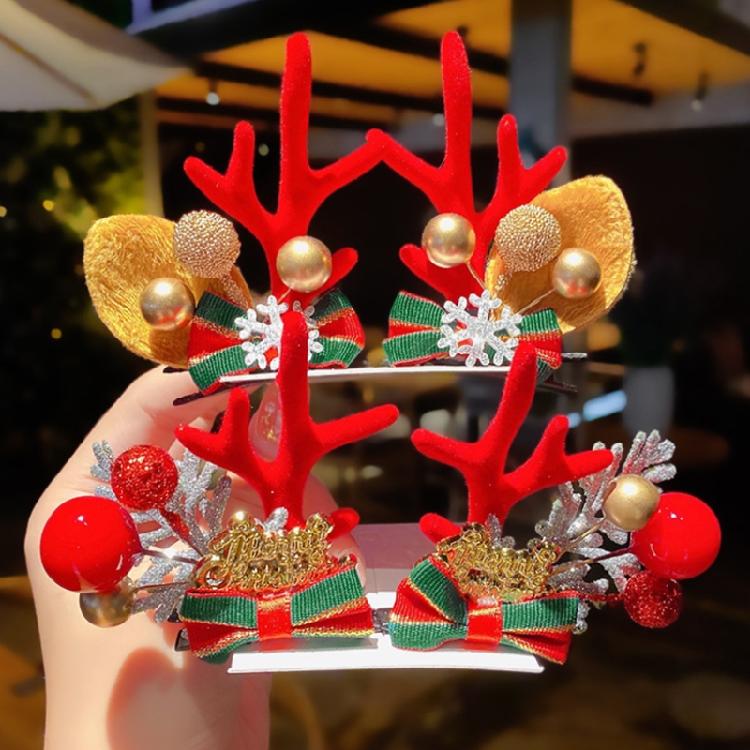 Christmas Hair Clips Antler Hair Pins Hair Accessories for Girls Toddlers Teens