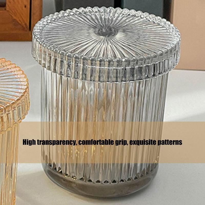 Pack Of 2 Glass Cotton Swab Holders With Sealed Lids For Bathroom Countertop Organization And Dustproof Storage