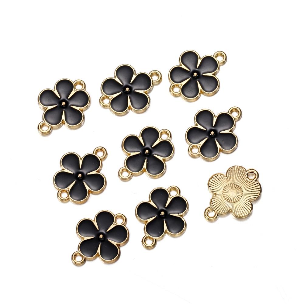 5Pcs/Lot Double Hole Alloy Enamel Flower Charms Pendants Jewelry Connectors for DIY Bracelet Earrings Necklace Jewelry Making