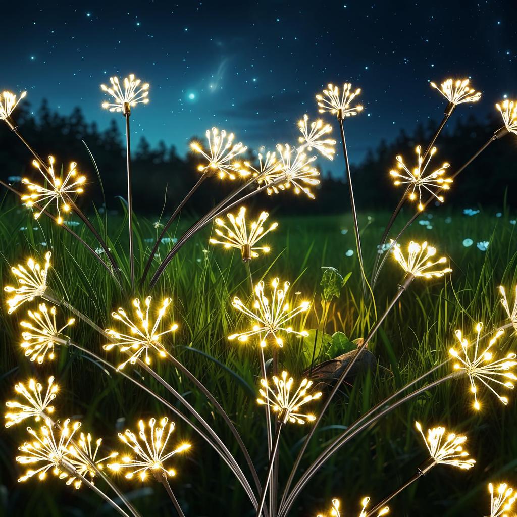 Solar LED Firework Lights Outdoor Dandelion Lamp Waterproof Swaying Starburst Light for Yard Patio Garden Christmas Decor 1-4PCS
