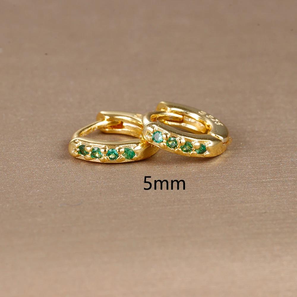 

2PC Stainless Steel Green Small Hoop Earrings for Women Tiny Round Circle Zircon Piercing Earings personalized Trend Jewelry